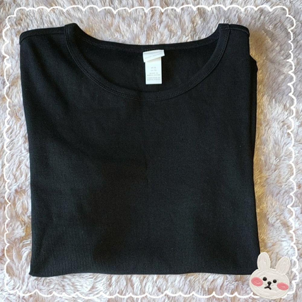 Black Ribbed T-Shirt